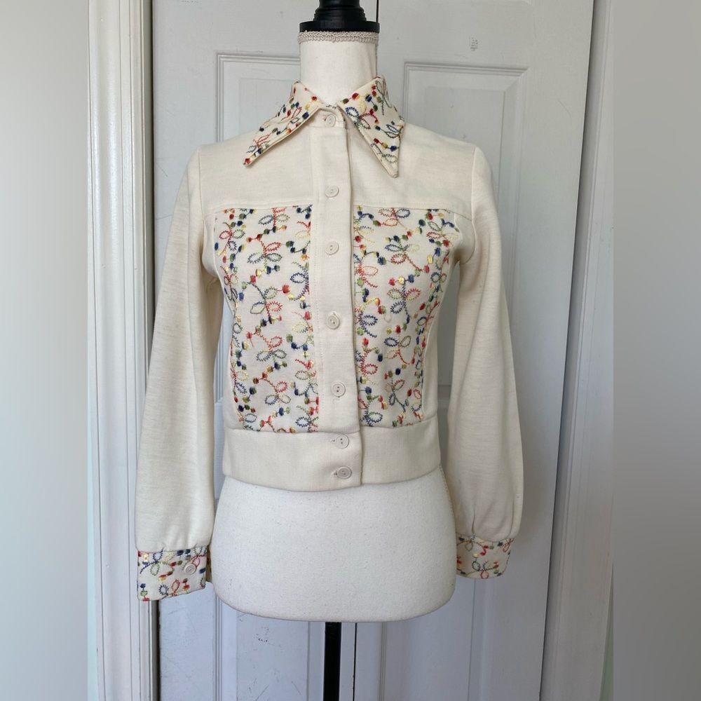 1970s Embroidered Jacket with Dart Collar